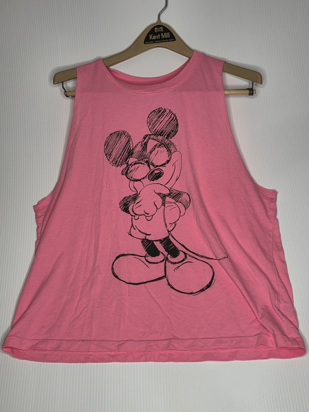 Disney Mickey Mouse Sketch Muscle Tank Top Pink XL Vacation Summer Casual